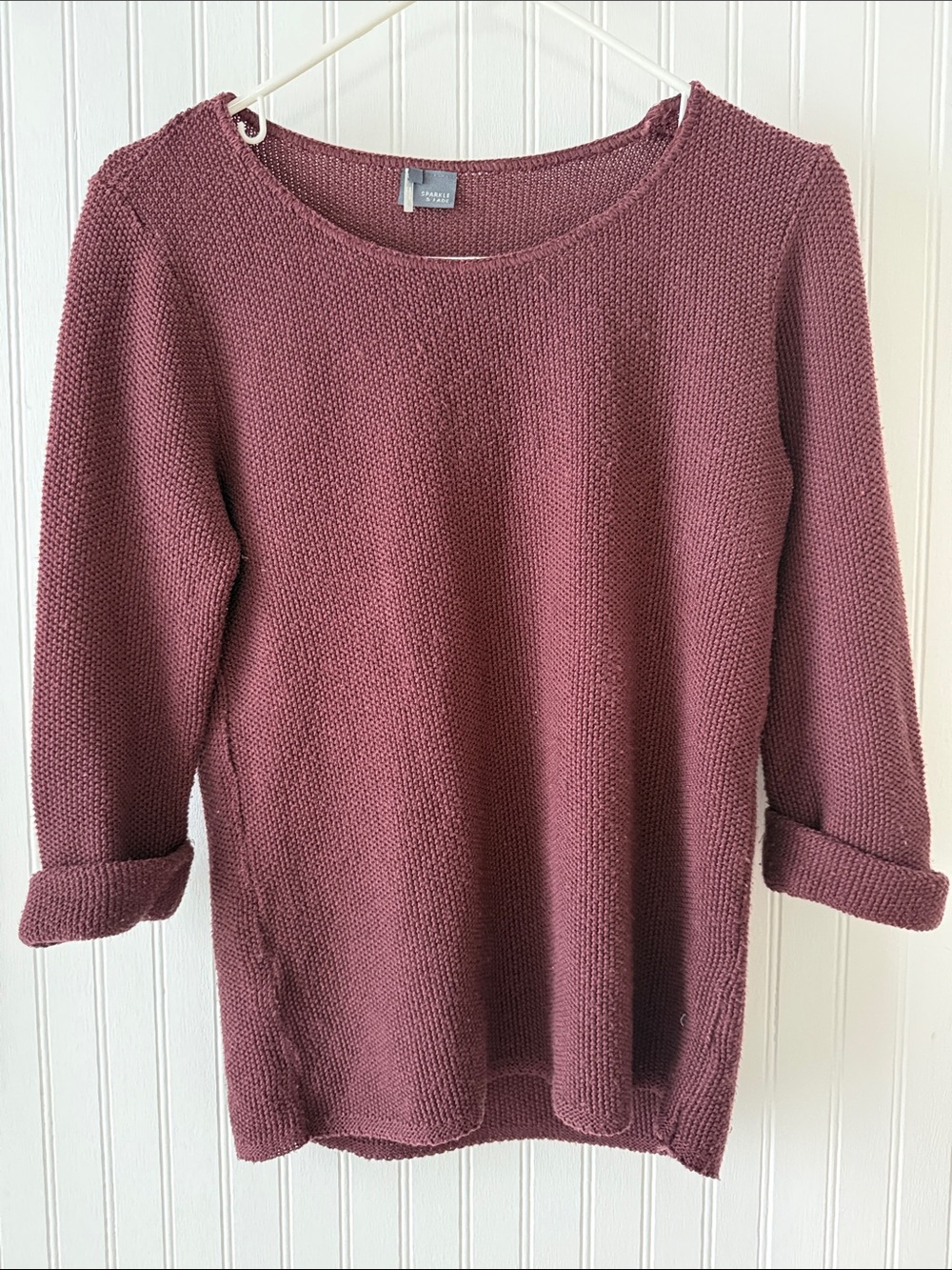 Sparkle & Fade Ribbed Scoop-Neck Sweater in Dusty Mauve